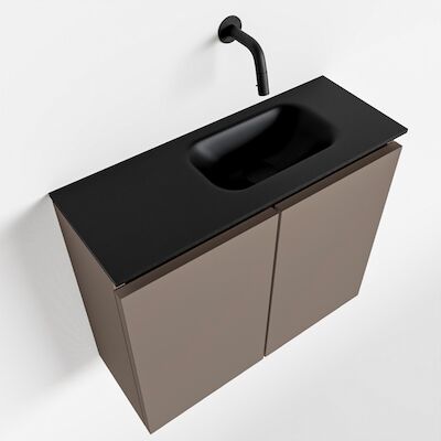 MONDIAZ TURE 60cm toiletmeubel smoke. EDEN wastafel urban rechts geen kraangat