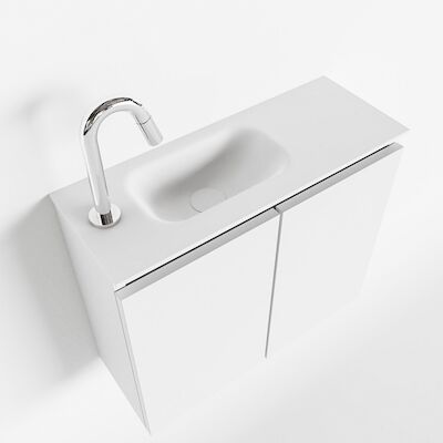 MONDIAZ TURE 60cm toiletmeubel talc. EDEN wastafel talc links 1 kraangat