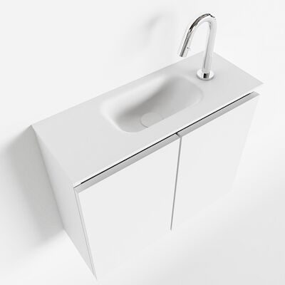 MONDIAZ TURE 60cm toiletmeubel talc. EDEN wastafel talc midden 1 kraangat