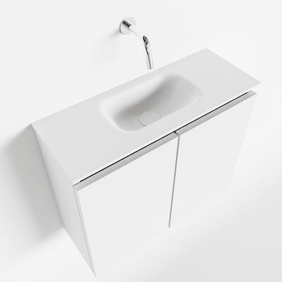 MONDIAZ TURE 60cm toiletmeubel talc. EDEN wastafel talc midden geen kraangat