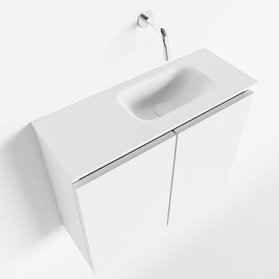 MONDIAZ TURE 60cm toiletmeubel talc. EDEN wastafel talc rechts geen kraangat