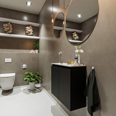 MONDIAZ TURE 60cm toiletmeubel urban. EDEN wastafel talc links 1 kraangat