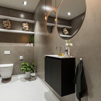 MONDIAZ TURE 60cm toiletmeubel urban. EDEN wastafel talc links geen kraangat