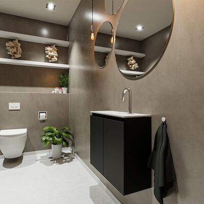 MONDIAZ TURE 60cm toiletmeubel urban. EDEN wastafel talc midden 1 kraangat