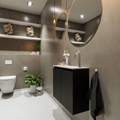 MONDIAZ TURE 60cm toiletmeubel urban. EDEN wastafel talc rechts 1 kraangat