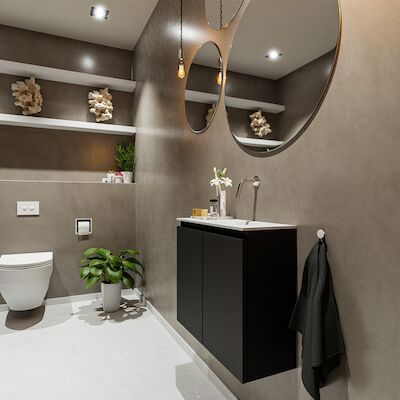 MONDIAZ TURE 60cm toiletmeubel urban. EDEN wastafel talc rechts geen kraangat