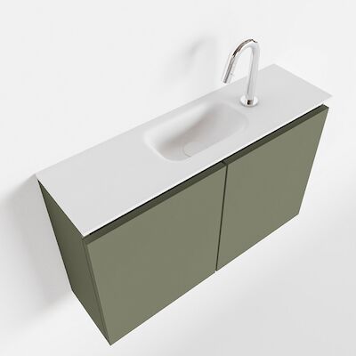 MONDIAZ TURE 80cm toiletmeubel army. EDEN wastafel talc midden 1 kraangat