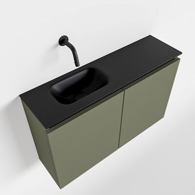 MONDIAZ TURE 80cm toiletmeubel army. EDEN wastafel urban links geen kraangat