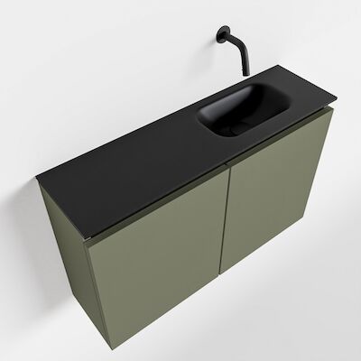 MONDIAZ TURE 80cm toiletmeubel army. EDEN wastafel urban rechts geen kraangat