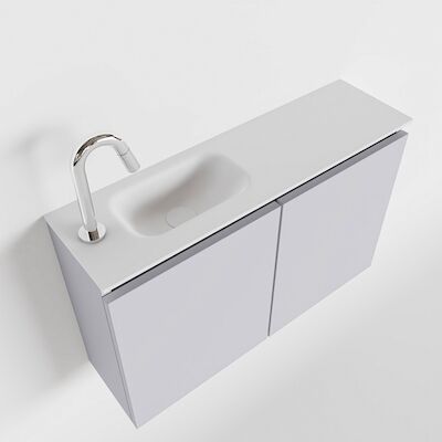 MONDIAZ TURE 80cm toiletmeubel cale. EDEN wastafel talc links 1 kraangat