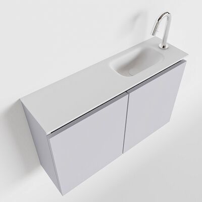 MONDIAZ TURE 80cm toiletmeubel cale. EDEN wastafel talc rechts 1 kraangat