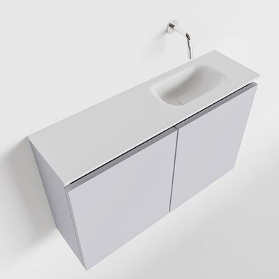 MONDIAZ TURE 80cm toiletmeubel cale. EDEN wastafel talc rechts geen kraangat