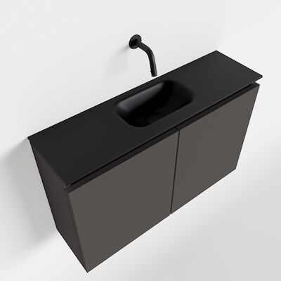 MONDIAZ TURE 80cm toiletmeubel dark grey. EDEN wastafel urban midden geen kraangat