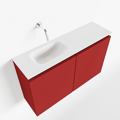 MONDIAZ TURE 80cm toiletmeubel fire. EDEN wastafel talc links geen kraangat
