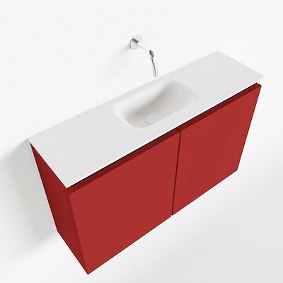 MONDIAZ TURE 80cm toiletmeubel fire. EDEN wastafel talc midden geen kraangat