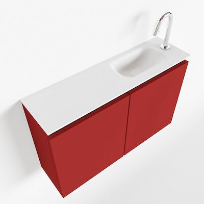 MONDIAZ TURE 80cm toiletmeubel fire. EDEN wastafel talc rechts 1 kraangat