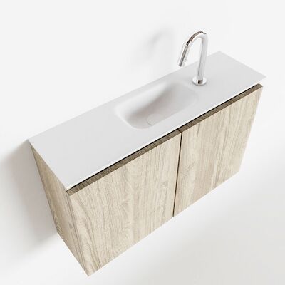 MONDIAZ TURE 80cm toiletmeubel light brown grey. EDEN wastafel talc midden 1 kraangat