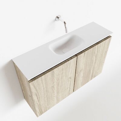 MONDIAZ TURE 80cm toiletmeubel light brown grey. EDEN wastafel talc midden geen kraangat