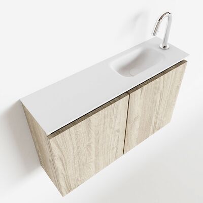 MONDIAZ TURE 80cm toiletmeubel light brown grey. EDEN wastafel talc rechts 1 kraangat