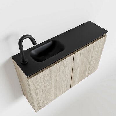 MONDIAZ TURE 80cm toiletmeubel light brown grey. EDEN wastafel urban links 1 kraangat