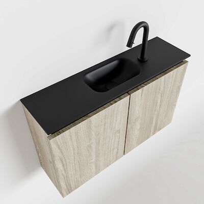 MONDIAZ TURE 80cm toiletmeubel light brown grey. EDEN wastafel urban midden 1 kraangat