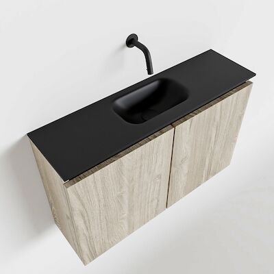 MONDIAZ TURE 80cm toiletmeubel light brown grey. EDEN wastafel urban midden geen kraangat