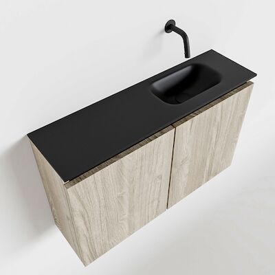 MONDIAZ TURE 80cm toiletmeubel light brown grey. EDEN wastafel urban rechts geen kraangat