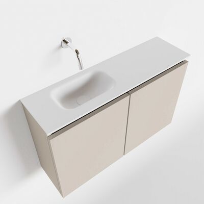 MONDIAZ TURE 80cm toiletmeubel linen. EDEN wastafel talc links geen kraangat