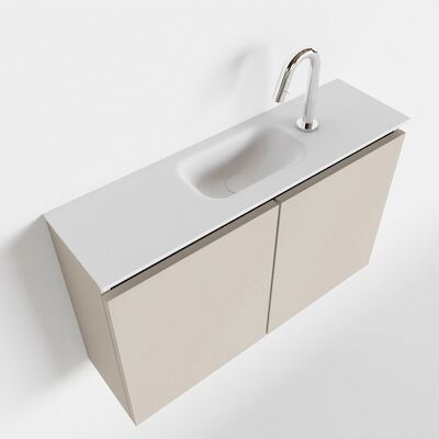 MONDIAZ TURE 80cm toiletmeubel linen. EDEN wastafel talc midden 1 kraangat
