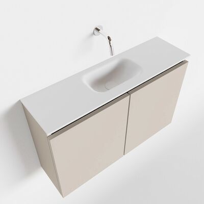 MONDIAZ TURE 80cm toiletmeubel linen. EDEN wastafel talc midden geen kraangat