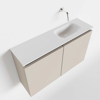 MONDIAZ TURE 80cm toiletmeubel linen. EDEN wastafel talc rechts geen kraangat
