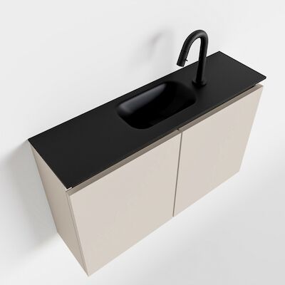 MONDIAZ TURE 80cm toiletmeubel linen. EDEN wastafel urban midden 1 kraangat