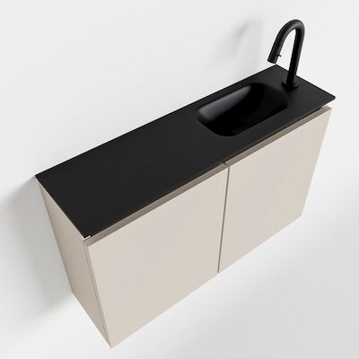 MONDIAZ TURE 80cm toiletmeubel linen. EDEN wastafel urban rechts 1 kraangat