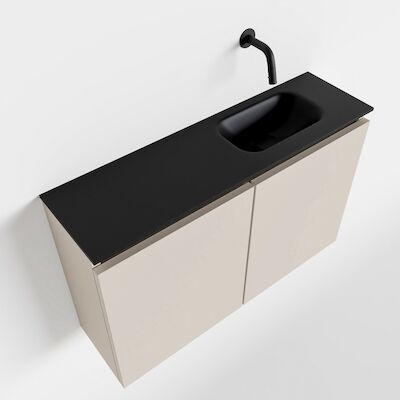 MONDIAZ TURE 80cm toiletmeubel linen. EDEN wastafel urban rechts geen kraangat