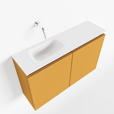 MONDIAZ TURE 80cm toiletmeubel ocher. EDEN wastafel talc links geen kraangat