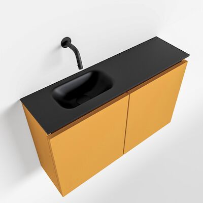 MONDIAZ TURE 80cm toiletmeubel ocher. EDEN wastafel urban links geen kraangat