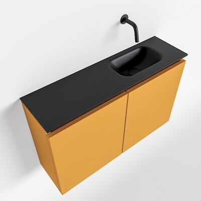 MONDIAZ TURE 80cm toiletmeubel ocher. EDEN wastafel urban rechts geen kraangat