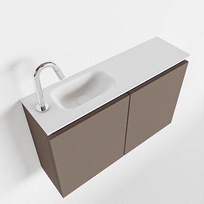 MONDIAZ TURE 80cm toiletmeubel smoke. EDEN wastafel talc links 1 kraangat