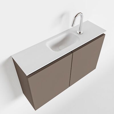 MONDIAZ TURE 80cm toiletmeubel smoke. EDEN wastafel talc midden 1 kraangat