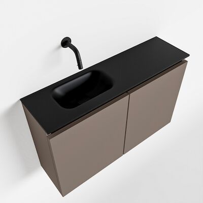 MONDIAZ TURE 80cm toiletmeubel smoke. EDEN wastafel urban links geen kraangat