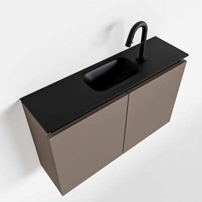 MONDIAZ TURE 80cm toiletmeubel smoke. EDEN wastafel urban midden 1 kraangat