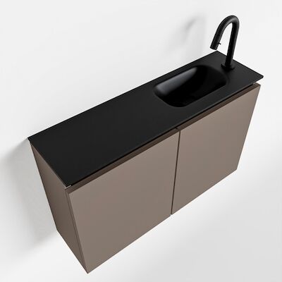 MONDIAZ TURE 80cm toiletmeubel smoke. EDEN wastafel urban rechts 1 kraangat