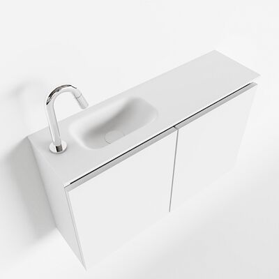 MONDIAZ TURE 80cm toiletmeubel talc. EDEN wastafel talc links 1 kraangat