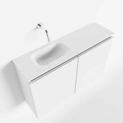 MONDIAZ TURE 80cm toiletmeubel talc. EDEN wastafel talc links geen kraangat