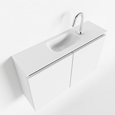 MONDIAZ TURE 80cm toiletmeubel talc. EDEN wastafel talc midden 1 kraangat