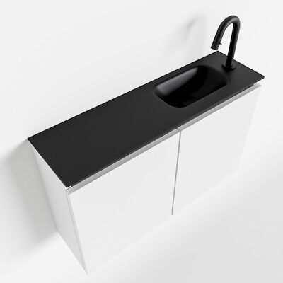 MONDIAZ TURE 80cm toiletmeubel talc. EDEN wastafel urban rechts 1 kraangat