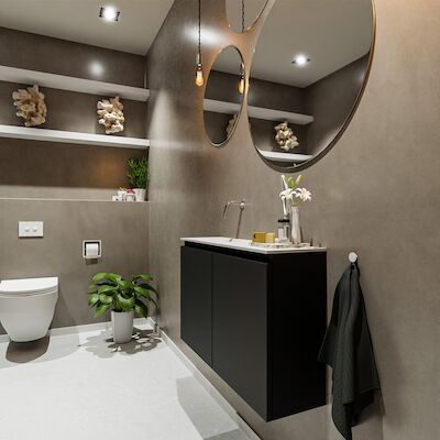 MONDIAZ TURE 80cm toiletmeubel urban. EDEN wastafel talc links geen kraangat