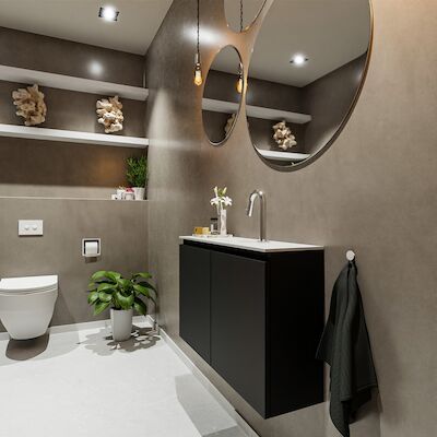 MONDIAZ TURE 80cm toiletmeubel urban. EDEN wastafel talc midden 1 kraangat