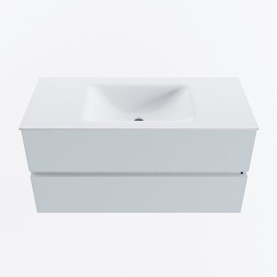 MONDIAZ VICA 100cm badmeubel onderkast Clay 2 lades. Wastafel CLOUD midden 1 kraangat, kleur Talc.