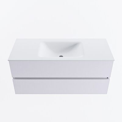 MONDIAZ VICA 110cm badmeubel onderkast Cale 2 lades. Wastafel CLOUD midden 1 kraangat, kleur Talc.